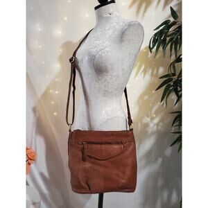 Great American Leatherworks Crossbody Bag Brown 100% Cow Hide Multi Compartment